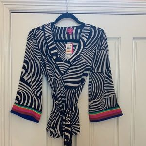 NWT Trina Turk Colorful for INC, sz S 3/4 sleeve. Belted or no belt